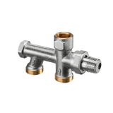 OVENTROP Uno Einrohr-Anschlussstück mit stufenlos einstellbarem Bypass und Absperrung DN 15, G 3/4 AG, Rohrabstand 50 mm, mit Isolierverschraubung, 1013161