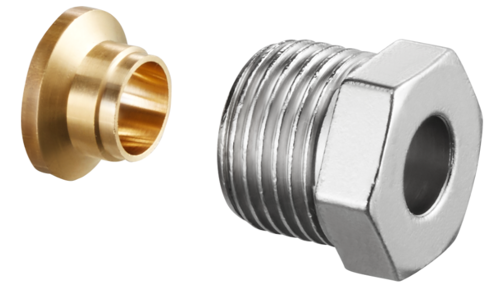 OVENTROP Klemmringverschraubung Ofix CEP für IG, metallisch dichtend für Kupferrohre, 1-fach, G 3/8 x 10 mm, Druckschraube vernickelt, 1027151