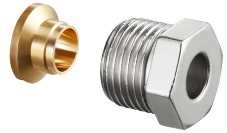 OVENTROP Klemmringverschraubung Ofix CEP für IG, metallisch dichtend für Kupferrohre, 1-fach, G 1/2 x 15 mm, Druckschraube vernickelt, für Regudis W-HTU, 1027155