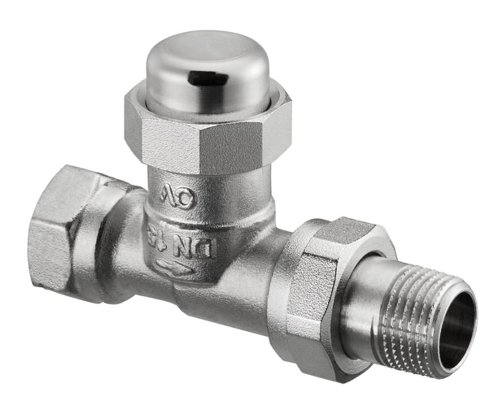 OVENTROP Rücklaufverschraubung Combi LR Durchgang DN 25, R 1 x Rp 1, PN 10, Messing, vernickelt, 1027668