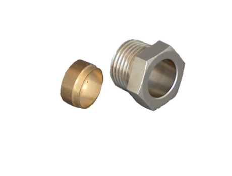 OVENTROP Klemmringverschraubung Ofix CEP für IG, metallisch dichtend für Kupferrohre, 1-fach, G 1/2 x 15 mm, Druckschraube vernickelt, für Regudis W-HTF, 1028155