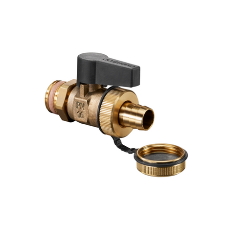 OVENTROP KFE-Kugelhahn Optiflex mit Außengewinde PN 16, mit Messing Schlauchverschraubung DN 15, G 1/2, 1034315