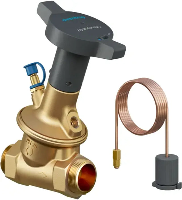 OVENTROP Differenzdruckregelventil HydroControl D mit Außengewinde PN 16 DN 32, G 1 1/2, Sollwert 50-300 mbar, mit einem montierten HydroPort Hilfsventil, 1064630