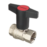 OVENTROP Kugelhahn mit Kunstoff Knebelgriff Optibal mit Innengewinde PN 16 DN 32, G 1 1/4, Messing, vernickelt, 1077110