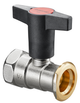 OVENTROP Pumpenkugelhahn Optibal P mit Innengewinde und Pumpenflansch PN 10, ohne Sperrventil DN 32, Rp 1 1/4 x G 2, Messing, vernickelt, 1078372