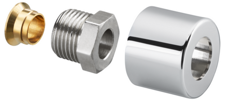 OVENTROP Klemmringverschraubungsset (1-fach) für Thermostatventile E, G 1/2 AG x 15 mm, verchromt, 1169093