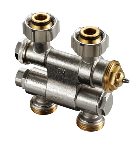 OVENTROP Anschlussarmatur Multiblock TFU Schwenkbar Ein-/Zweirohr, G 3/4 ÜM x G 3/4 Eurokonus, 1184025
