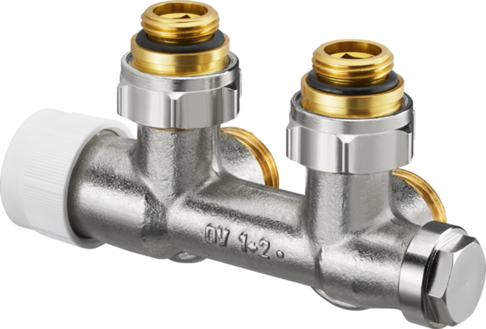 OVENTROP Anschlussarmatur Multiblock TU Eck Ein-/Zweirohr, G 1/2 AG x G 3/4 Eurokonus, 1184034