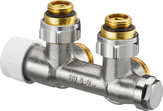 OVENTROP Anschlussarmatur Multiblock TU Eck Ein-/Zweirohr, G 1/2 AG x G 3/4 Eurokonus, 1184034