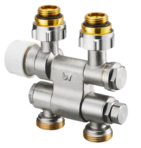 OVENTROP Anschlussarmatur Multiblock TFU Schwenkbar Ein-/Zweirohr, G 1/2 AG x G 3/4 Eurokonus, 1184035