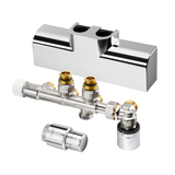 OVENTROP Set mit Multiblock T-RTL Eck und Uni SH für Heizkörperanschluss G 1/2 IG, mit Anschlussarmatur Multiblock T-RTL, Designabdeckung, Thermostat Uni SH und SH-Cap, Chrom, 1184288