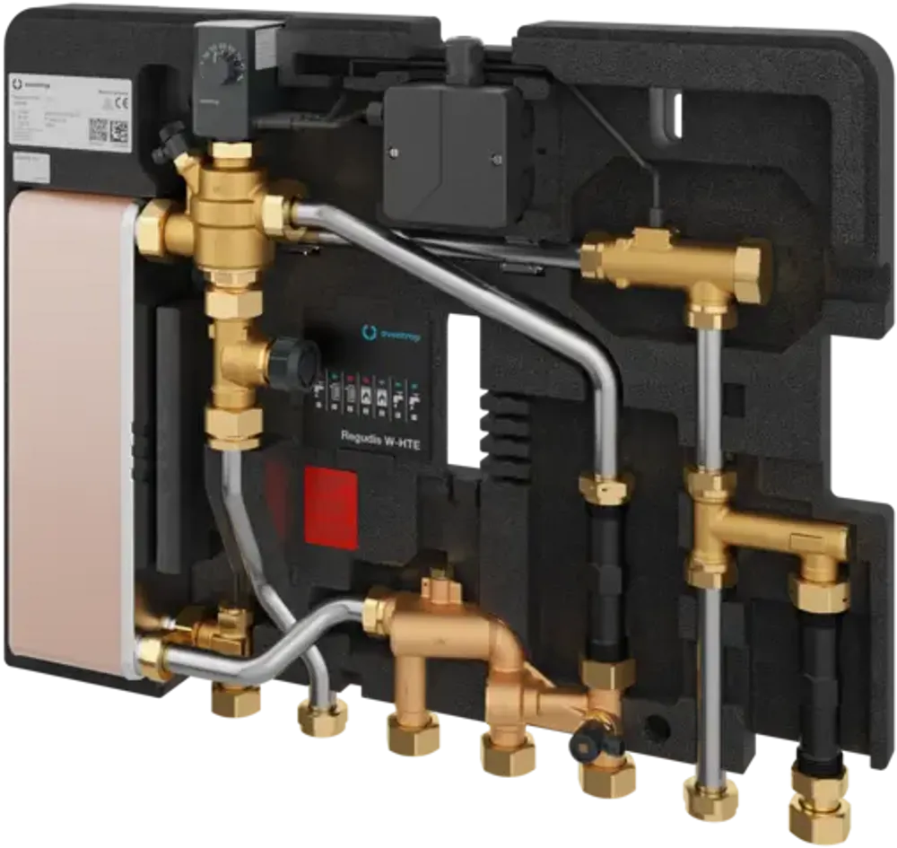 OVENTROP Elektronische Wohnungsstation Regudis W-HTE Leistungsbereich 3, 25 l/min, Wärmeübertrager kupfergelötet, 1344032