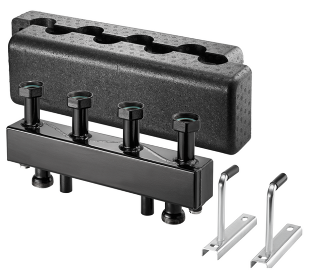OVENTROP Verteilerbalken für Regumat DN 25 mit Wärmedämmung, für 3 Heizkreise, Stahl, 1351583