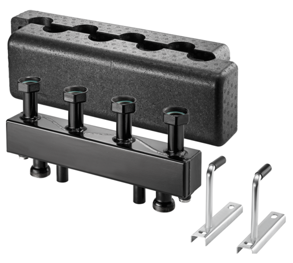 OVENTROP Verteilerbalken für Regumat DN 25 mit Wärmedämmung, für 4 Heizkreise, Stahl, 1351584