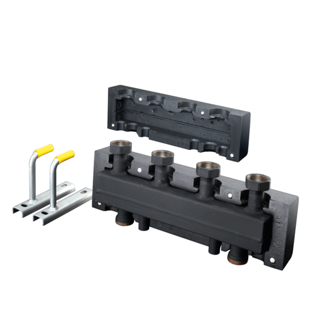 OVENTROP Hydraulische Weiche/Verteiler-Kombination HydroFixx für Regumat DN 25 mit Wärmedämmung, für 2 Heizkreise, Stahl, 1351698