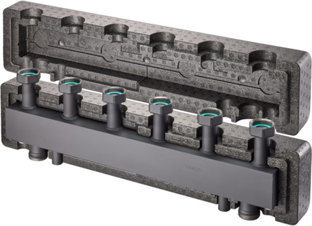 OVENTROP Hydraulische Weiche/Verteiler-Kombination HydroFixx für Regumat DN 25 mit Wärmedämmung, für 3 Heizkreise, Stahl, 1351699