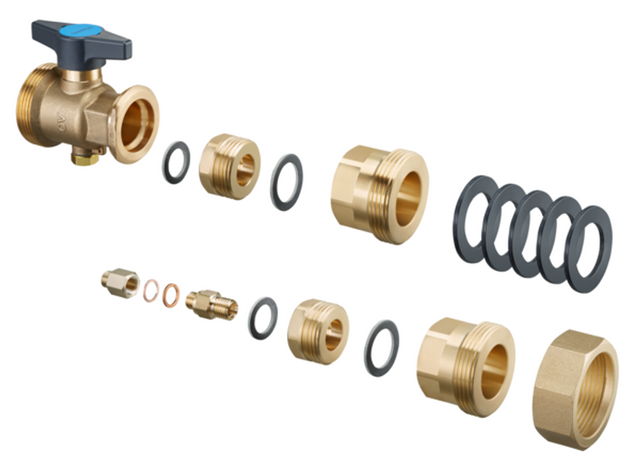 OVENTROP Wärmezählereinbauset für Regumat S/M3-180 DN 25 mit Pumpenkugelhahn (ab Baujahr 2015), 1352250