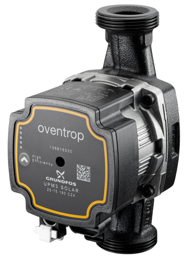 OVENTROP Hocheffizienzpumpe 180 mm mit Anschlussgewinde G 1 1/2 für Regusol-180 DN 25, Grundfos UPM3 W3 Solar 25-75 PWM C 180, 1367259