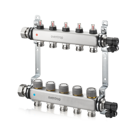 OVENTROP Heizkreisverteiler Multidis SFQ mit Q-Tech mit integrierten Durchflussindikatoren im Vorlauf, 8 Kreise, 1404958
