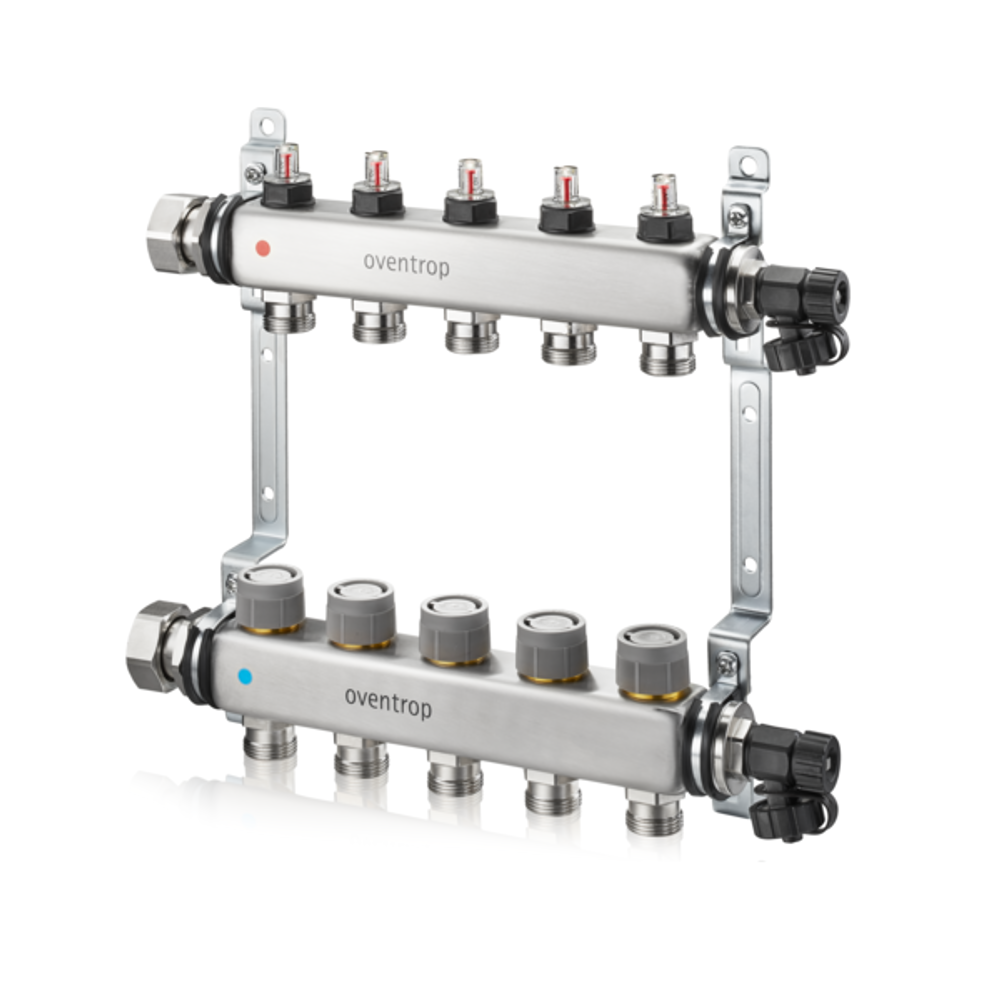 OVENTROP Heizkreisverteiler Multidis SFQ mit Q-Tech mit integrierten Durchflussindikatoren im Vorlauf, 6 Kreise, 1404956