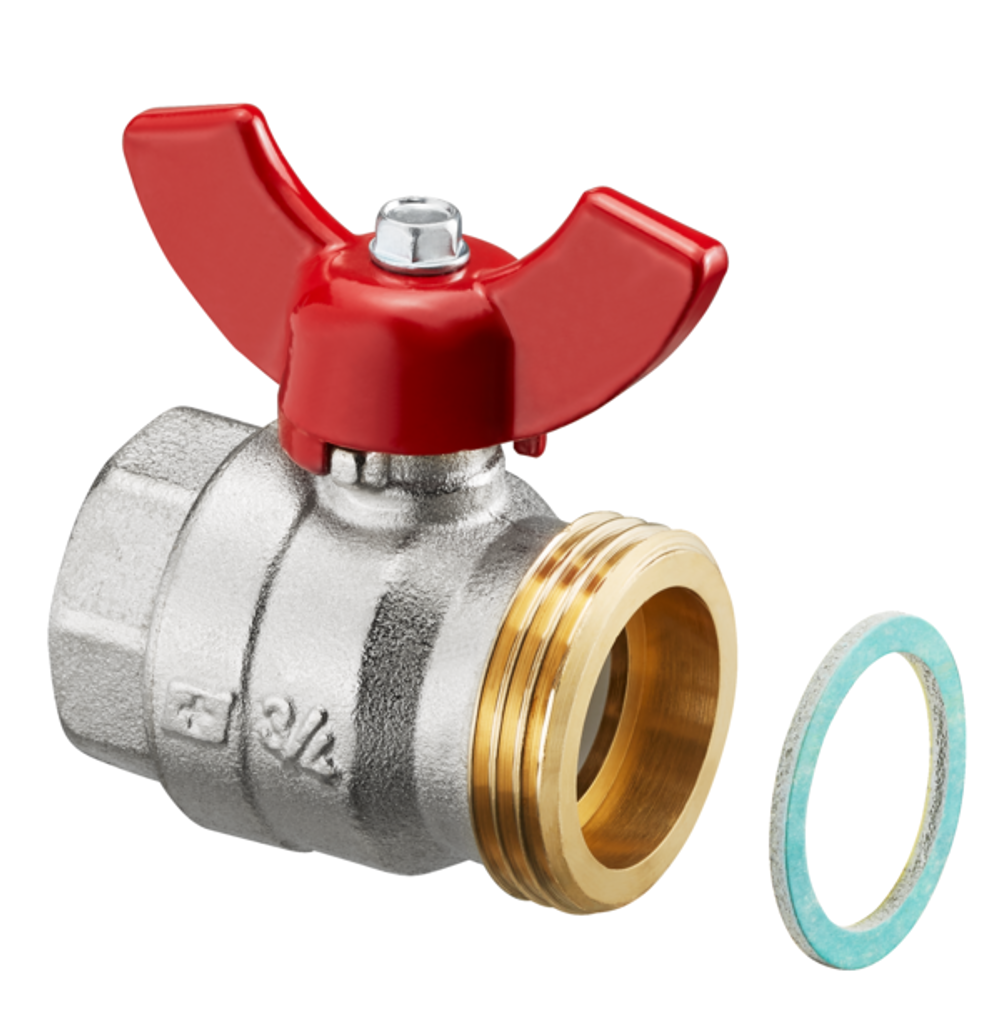 OVENTROP Kugelhahn flachdichtend, für Multidis SH/SF/SFQ Heizkreisverteiler, DN 25, 1406384