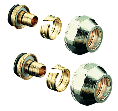 OVENTROP Klemmringverschraubung Cofit S 20 x 2,0 mm x G 3/4 ÜM, vernickelt, 2-fach, 1507939