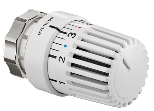 OVENTROP Thermostat Uni LDV Klemmverbindung (D 34 mm), 7-28 C, 0 * 1-5, Flüssig-Fühler, weiß, passend für Danfoss Thermostatventile Baureihe RAV, 1616575