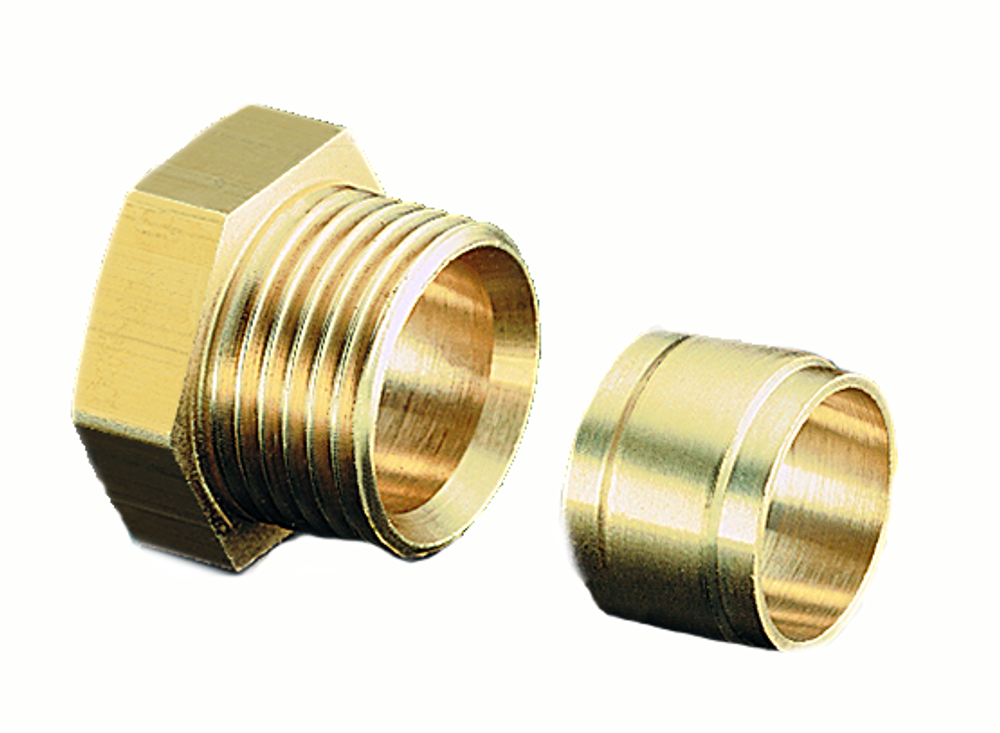 OVENTROP Anschlusssatz Ofix-Oil 2-fach Größe Anschluss 1: G 3/8, Größe Anschluss 2: 6 mm, Messing, 2127050