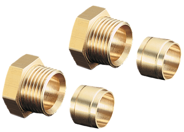 OVENTROP Anschlusssatz Ofix-Oil 2-fach Größe Anschluss 1: G 3/8, Größe Anschluss 2: 12 mm, Messing, 2127053
