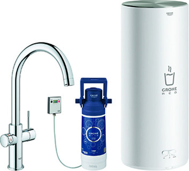 GROHE Armatur und Boiler GROHE Red Duo 30079_1 L-Size C-Auslauf chrom, 30079001