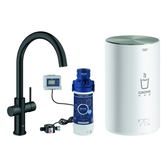 GROHE Armatur und Boiler GROHE Red Duo 30083_1 M-Size C-Auslauf velvet black, 30083KS1