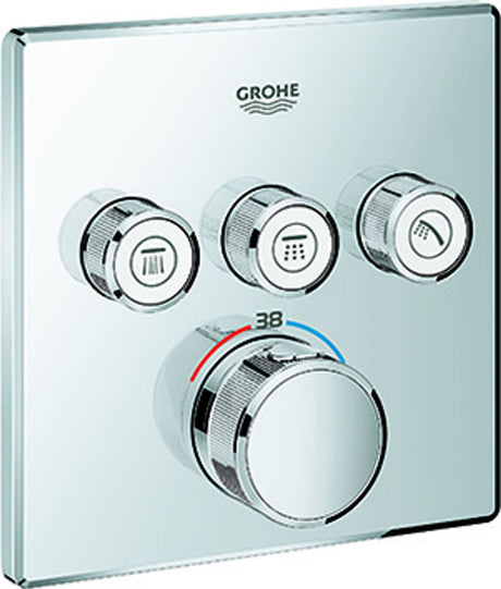 GROHE Thermostat Grohtherm SmartControl 29126 eckig FMS 3 Absperrventile chrom, 29126000