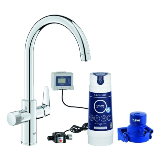 GROHE Starter Kit GROHE Blue Pure BauCurve 30581 C-Auslauf S-Filter chrom, 30581000