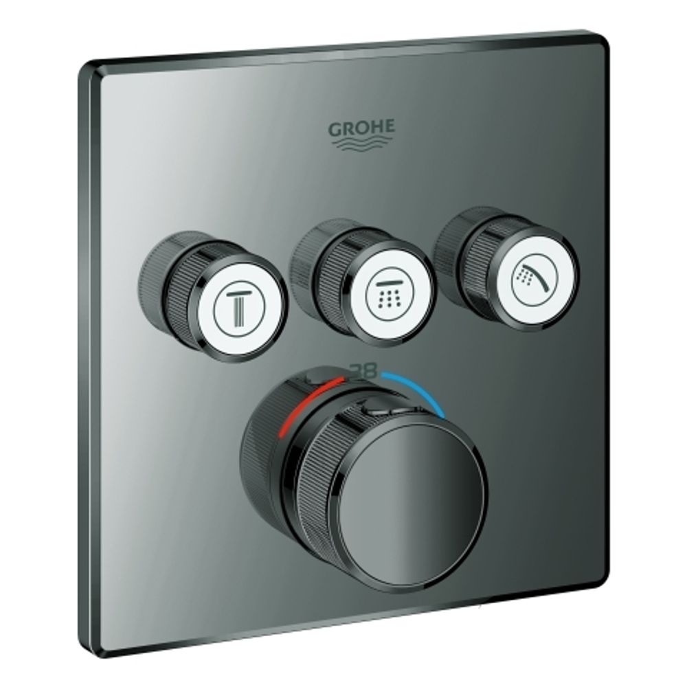 GROHE Thermostat Grohtherm SmartControl 29126 eckig FMS 3 ASV hard graphite, 29126A00