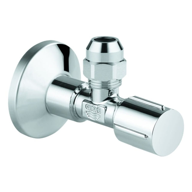 GROHE Eckventil 22037 1/2x3/8'' Rosette Metallgriff Quetschverschr. 10mm chrom, 22037000