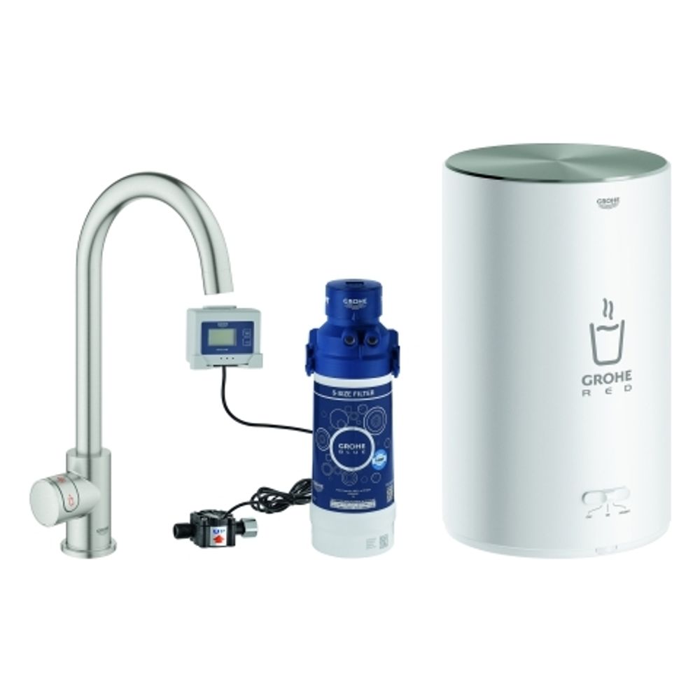 GROHE Standventil/Boiler GROHE Red Mono 30085_1 M-Size C-Auslauf supersteel, 30085DC1