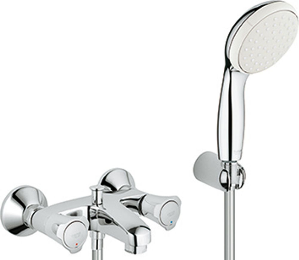 GROHE 2-Griff-Wannenbatterie Costa 25460_1 mit Tempesta Wandhalterset chrom, 2546010A
