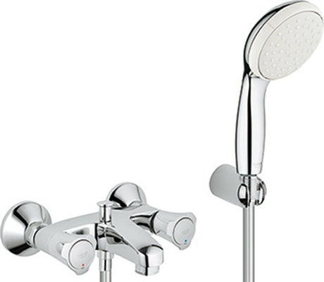 GROHE 2-Griff-Wannenbatterie Costa 25460_1 mit Tempesta Wandhalterset chrom, 2546010A