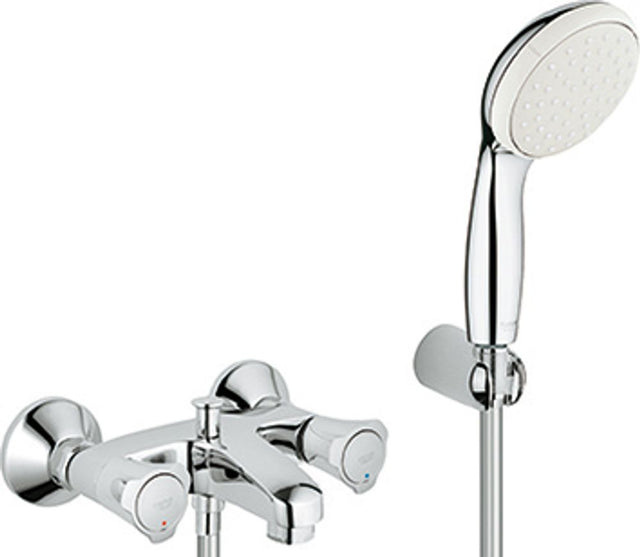 GROHE 2-Griff-Wannenbatterie Costa 25460_1 mit Tempesta Wandhalterset chrom, 2546010A