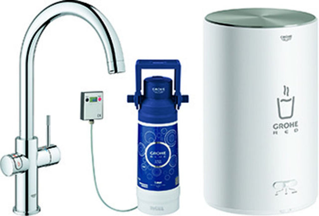 GROHE Armatur und Boiler GROHE Red Duo 30083_1 M-Size C-Auslauf chrom, 30083001