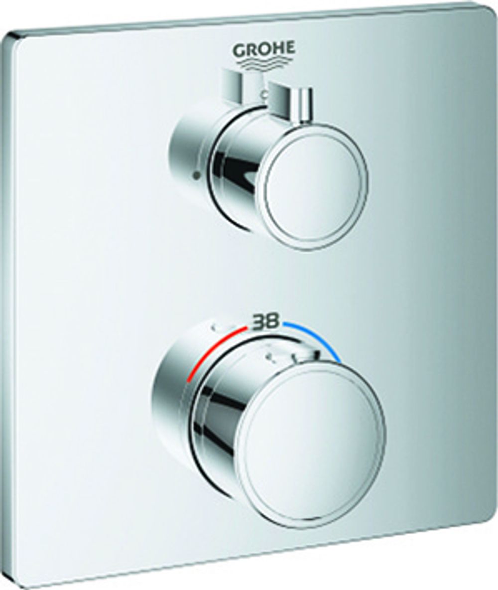 GROHE THM-Brausebatterie Grohtherm 24078 1 Abg. FMS für Rap. SmartBox eckig chrom, 24078000