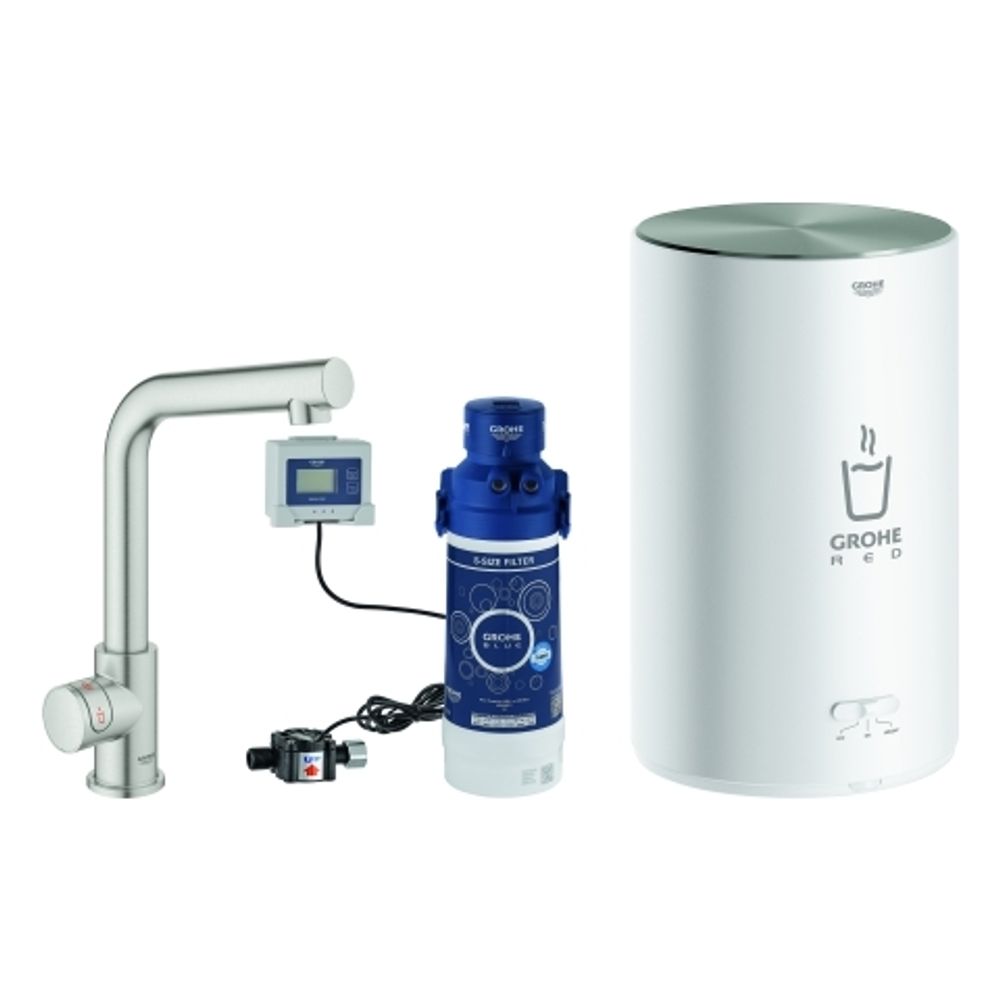 GROHE Standventil/Boiler GROHE Red Mono 30339_1 M-Size L-Auslauf supersteel, 30339DC1