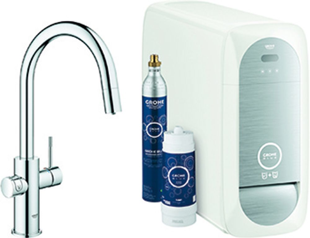GROHE Starterkit GROHE Blue Home 31541 auszb. Mouss. BT/WIFI C-Ausl. supersteel, 31541DC0