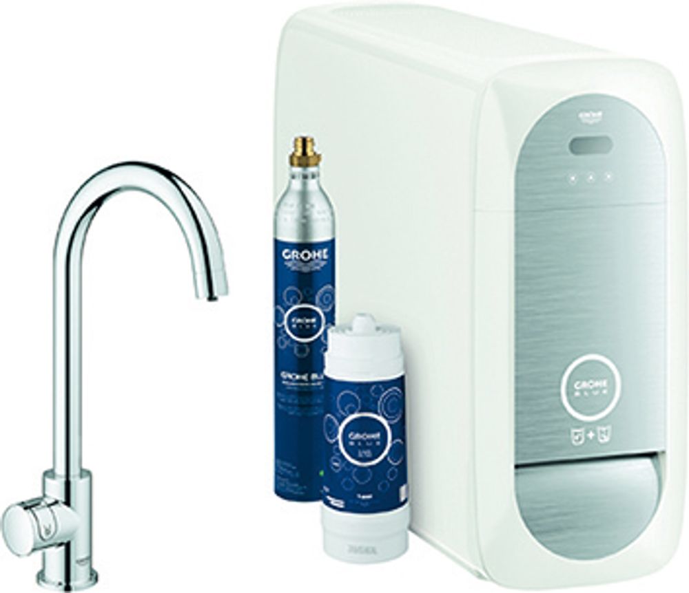 GROHE Starterkit GROHE Blue Home Mono 31498_1 BT/WIFI C-Auslauf supersteel, 31498DC1