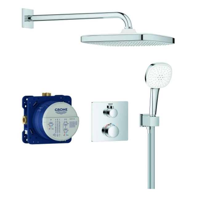 GROHE UP-Duschsystem Grohtherm 34871 mit FMS eck./SmartBox/Kopfb./Brauseset chrom, 34871000