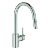 GROHE EH-SPT-Batterie Concetto 31483_2 h. Ausl. azb.Spbr. GROHE Zero supersteel, 31483DC2
