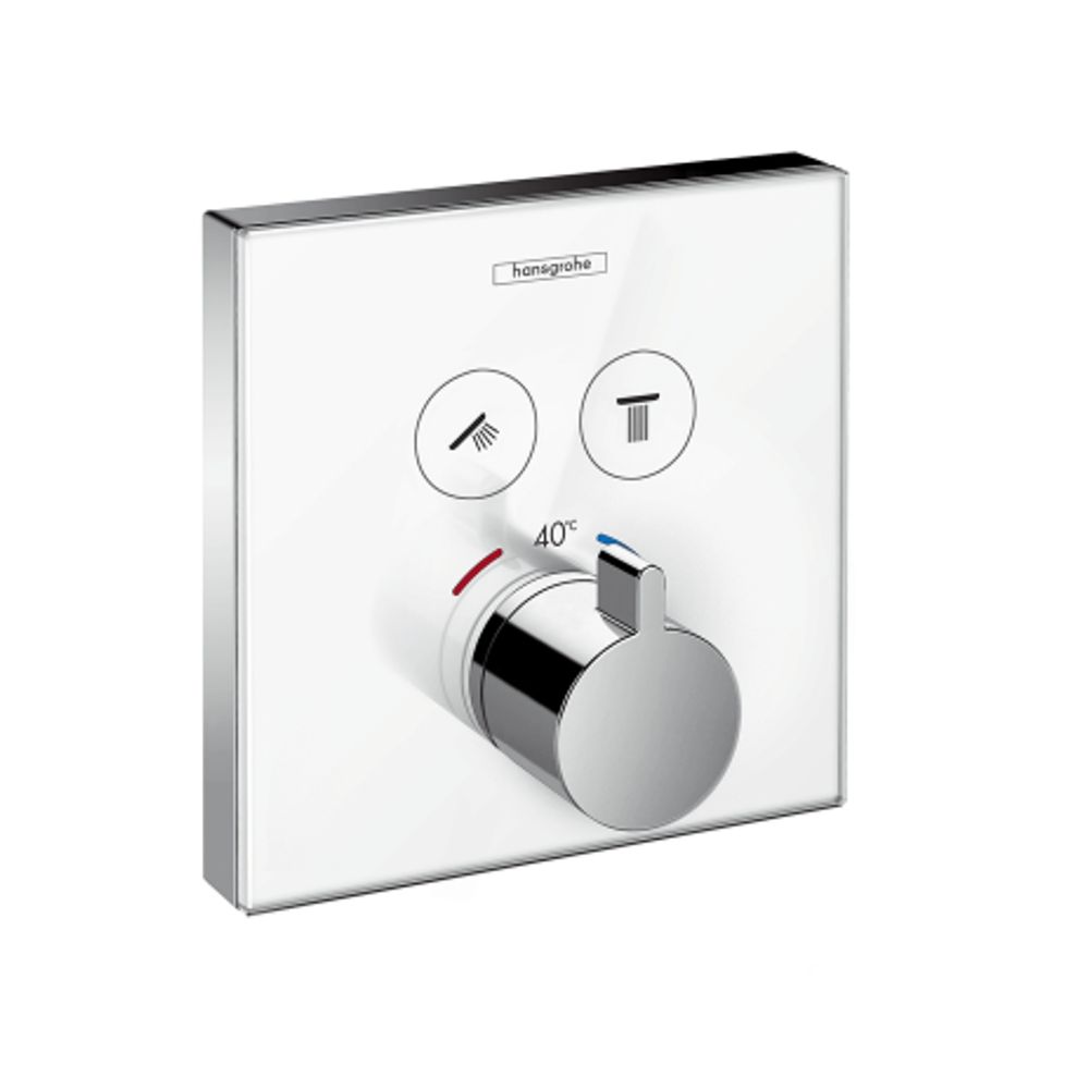 hansgrohe ShowerSelect Glas Thermostat Unterputz für 2 Verbraucher Weiß/Chrom, 15738400