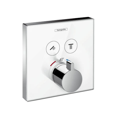 hansgrohe ShowerSelect Glas Thermostat Unterputz für 2 Verbraucher Weiß/Chrom, 15738400