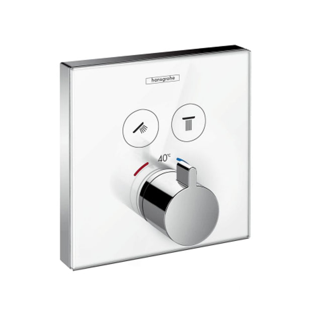 hansgrohe ShowerSelect Glas Thermostat Unterputz für 2 Verbraucher Weiß/Chrom, 15738400
