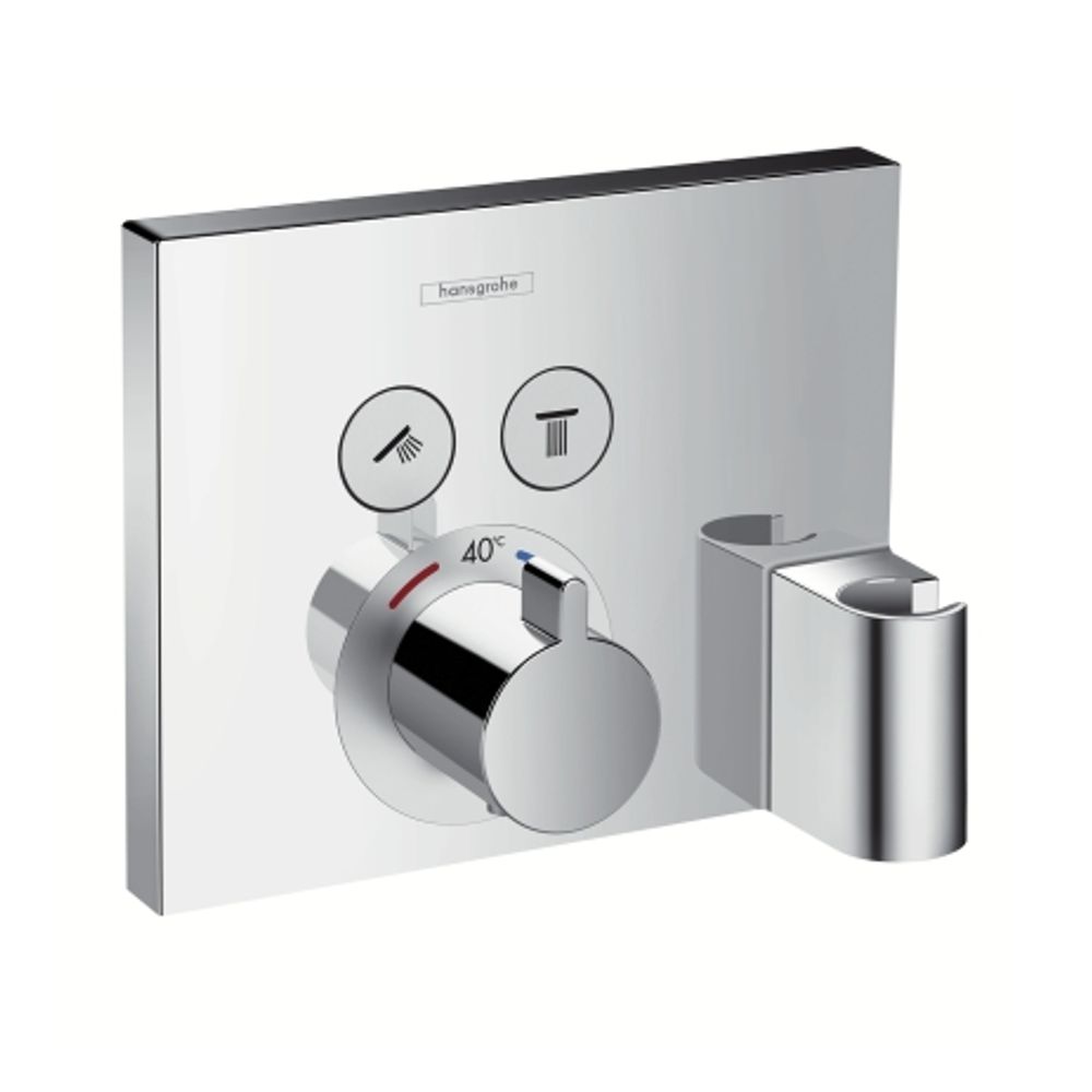hansgrohe ShowerSelect Thermostat Unterputz für 2 Verbraucher mit Schlauchanschluss und Brausehalter Chrom, 15765000